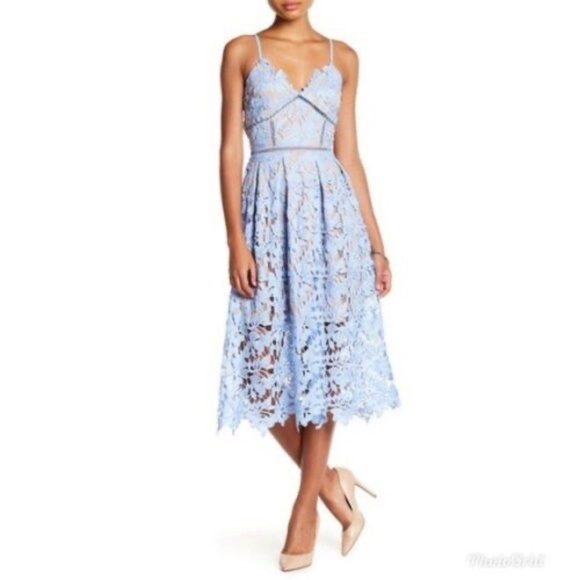 love...ady Dresses & Skirts - Love...Ady Blue Floral Lace Dress Sleeveless VNeck